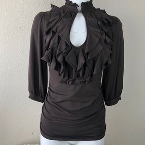 ARDEN B. BROWN RUFFLE  TOP